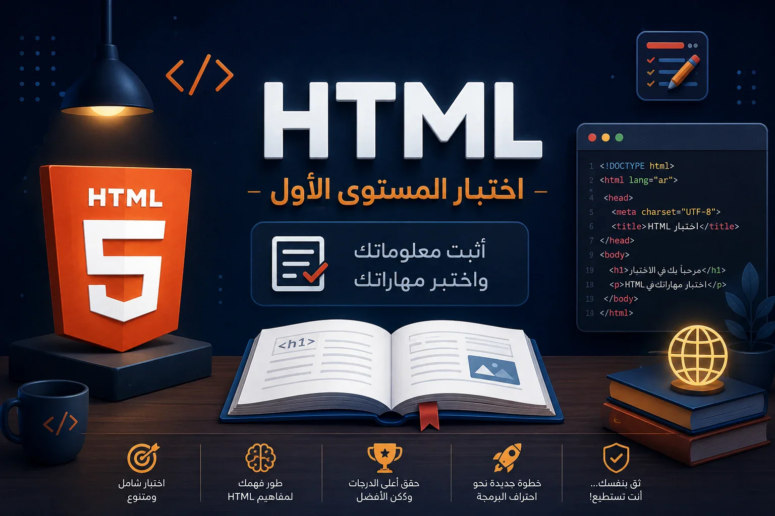 image about 🏆 استراحة محارب | الاختبار النهائي للمستوى الأول من HTML