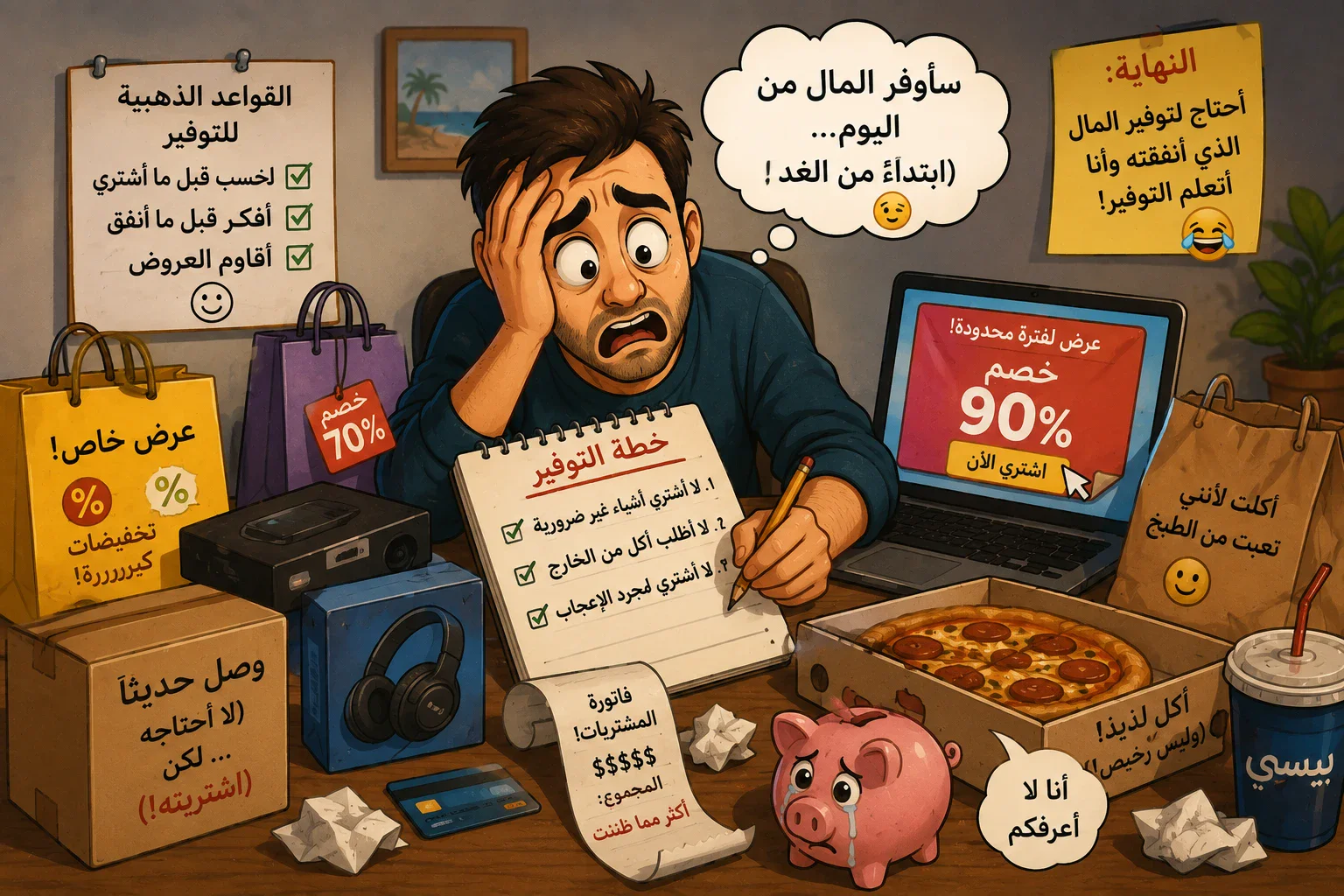 image about عندما قررت أن أوفّر المال… فأنفقت كل ما عندي! 😂