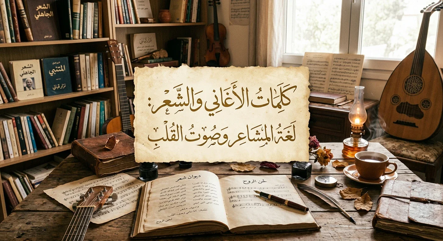 image about **كلمات الأغاني والشعر: لغة المشاعر وصوت القلب**