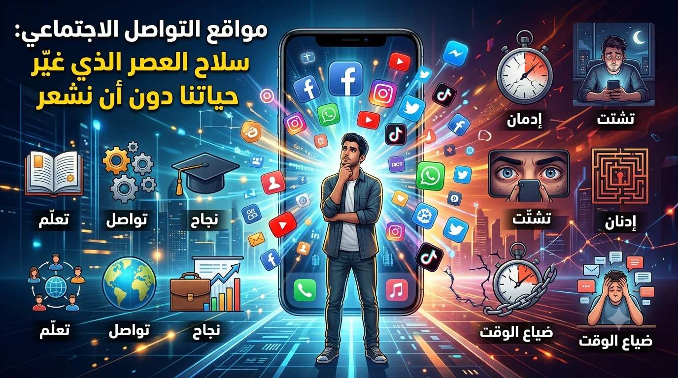 image about مواقع التواصل الاجتماعي بين صناعة النجاح وصناعة الإدمان: كيف غيّرت السوشيال ميديا طريقة تفكيرنا وحياتنا ودراستنا وعملنا 