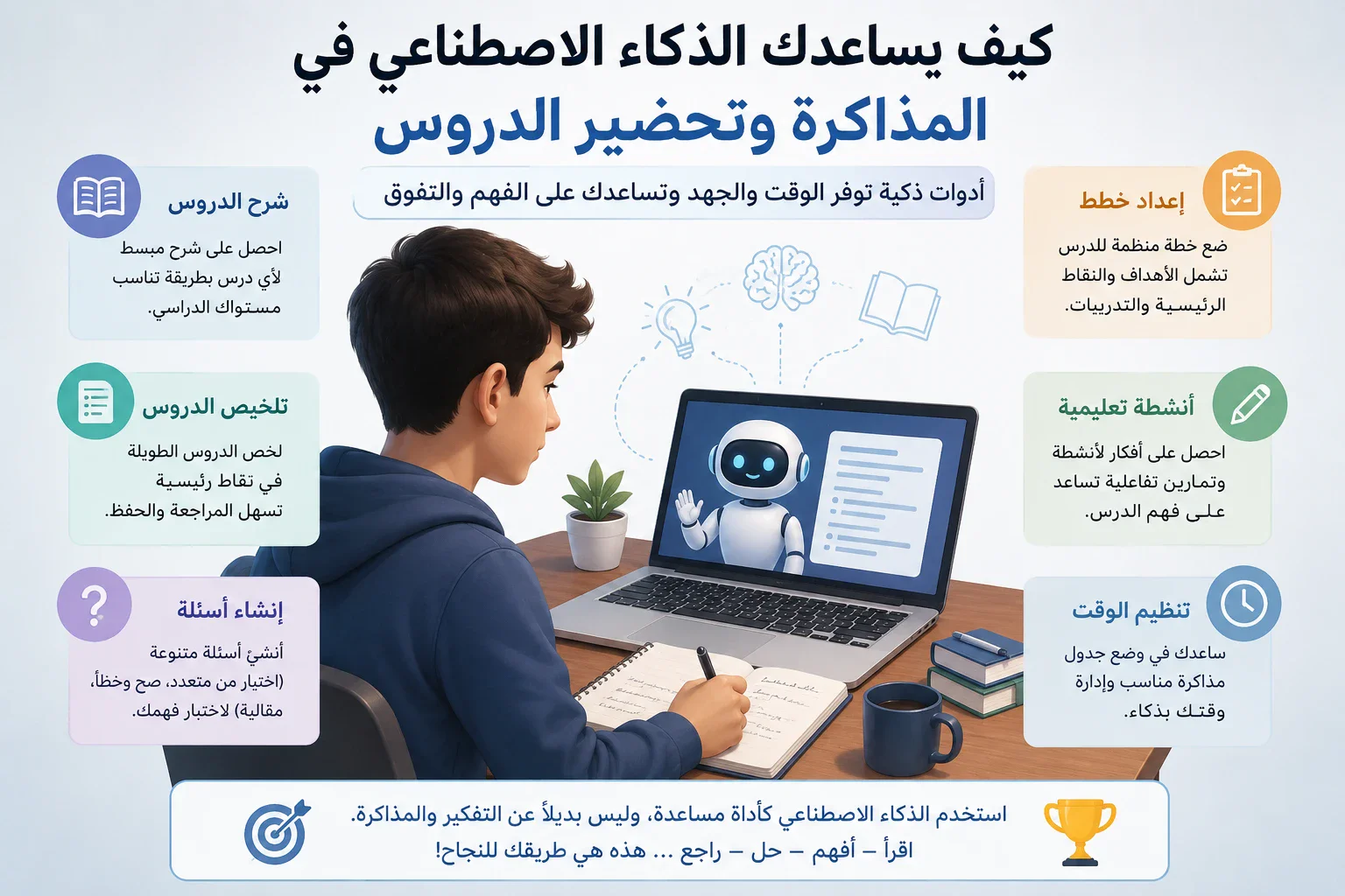 image about كيفية استخدام الذكاء الاصطناعي في المذاكرة وتحضير الدروس