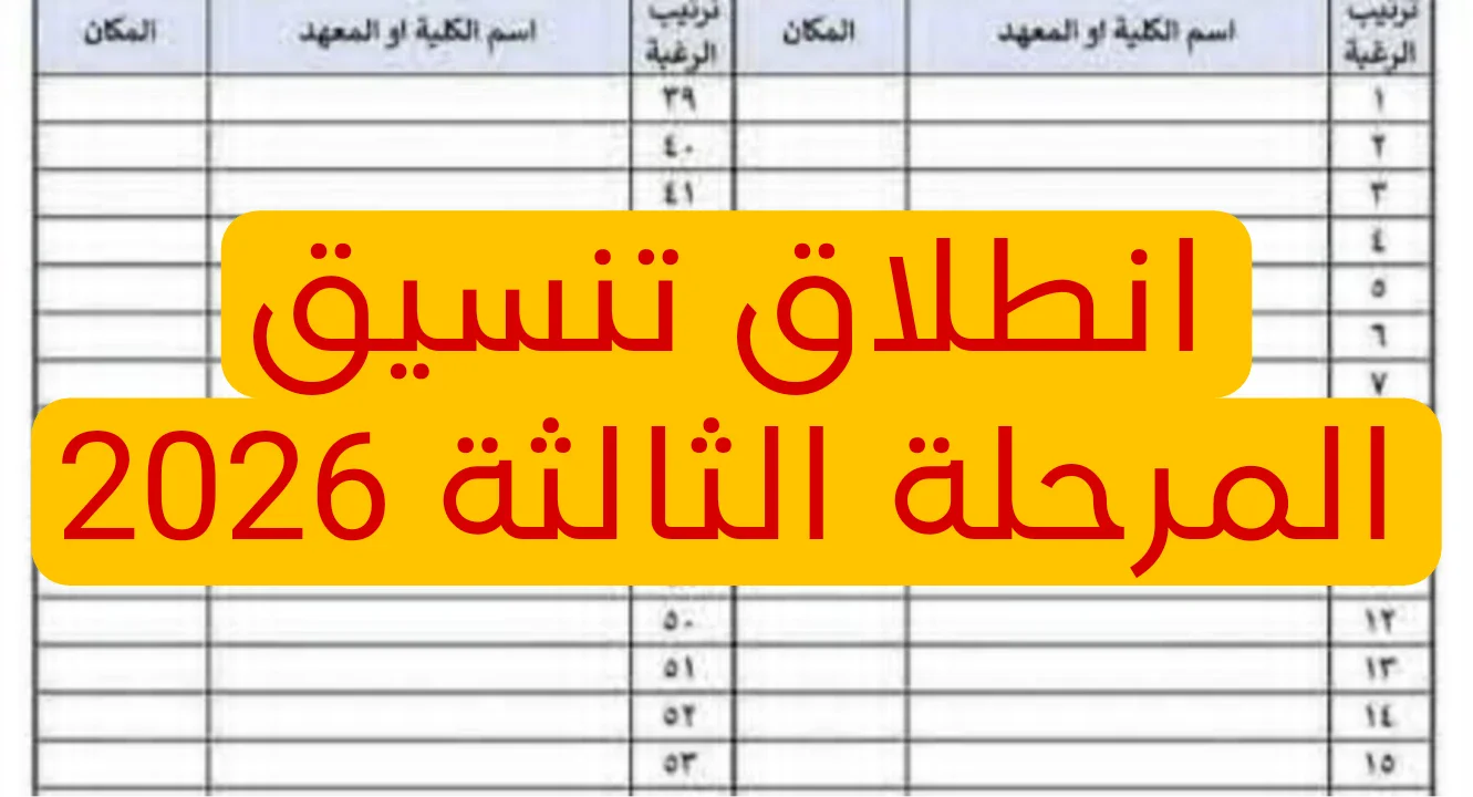 image about انطلاق تنسيق المرحلة الثالثة 