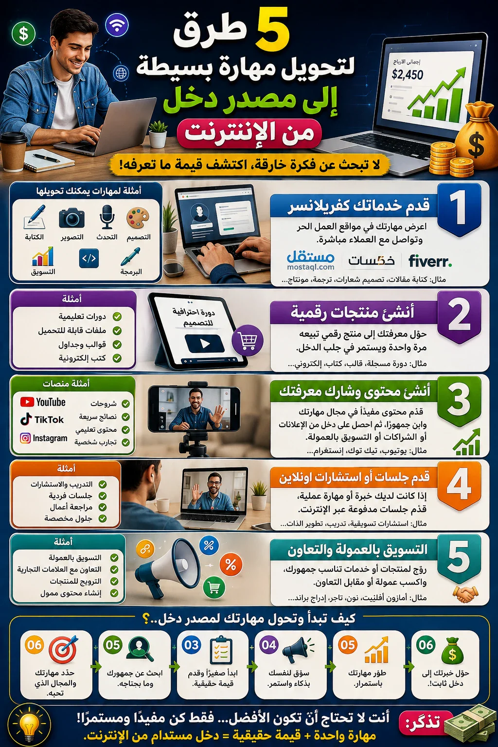image about 5 طرق لتحويل مهارة بسيطة إلى مصدر دخل من الإنترنت.. لا تبحث عن فكرة خارقة، اكتشف قيمة ما تعرفه!