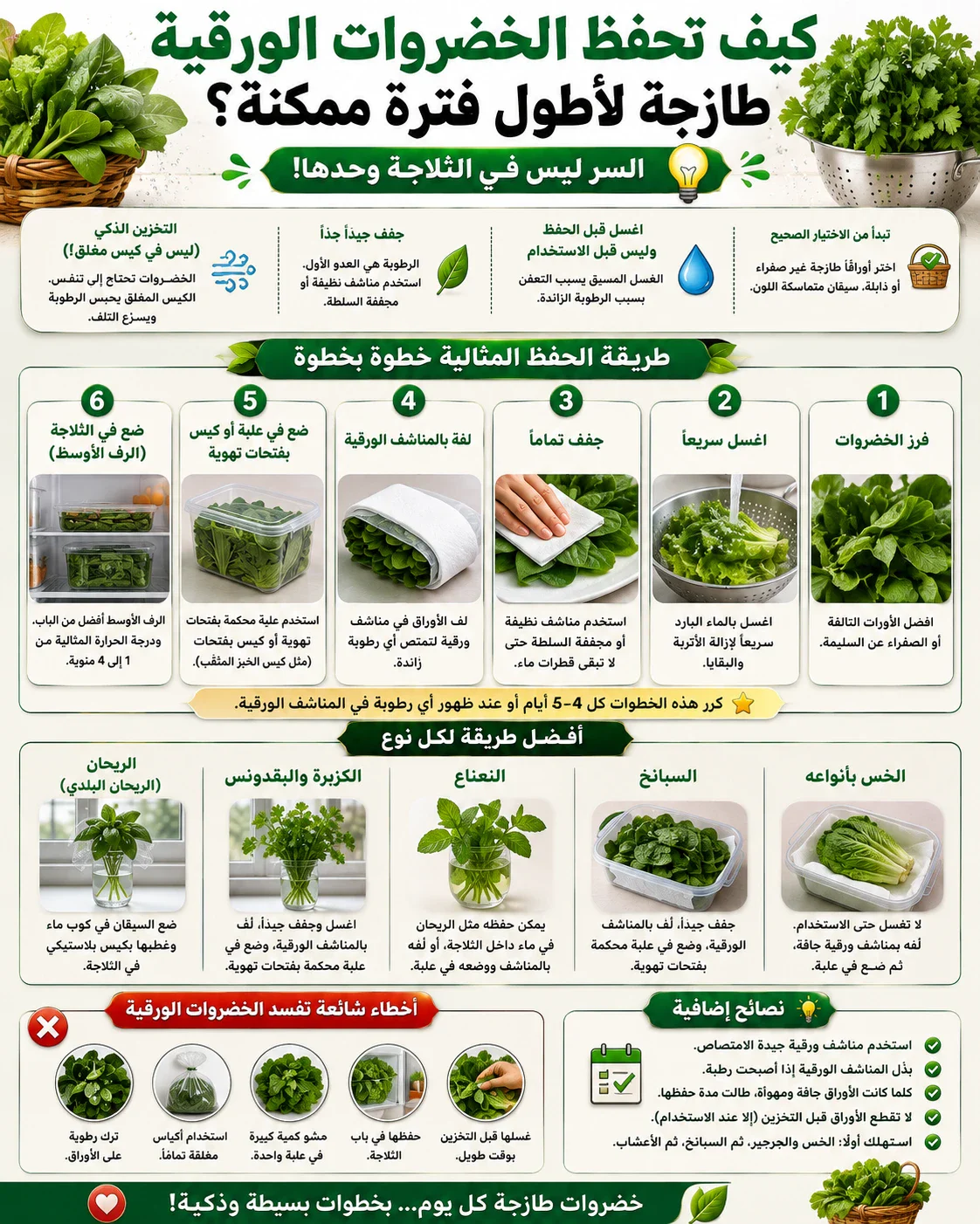 image about كيف تحفظ الخضروات الورقية طازجة لأطول فترة ممكنة؟.. السر ليس في الثلاجة وحدها!