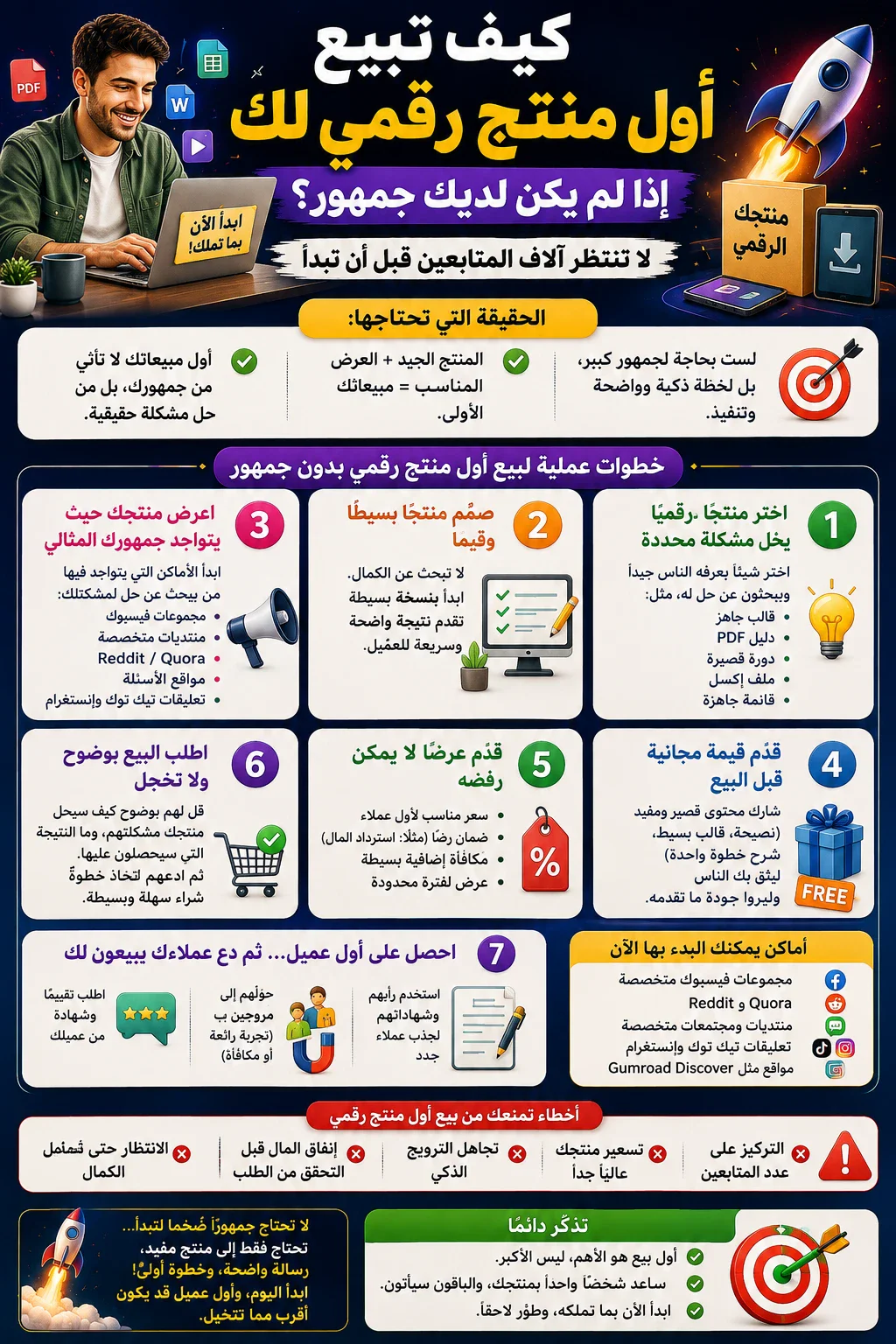 image about كيف تبيع أول منتج رقمي لك إذا لم يكن لديك جمهور؟.. لا تنتظر آلاف المتابعين قبل أن تبدأ