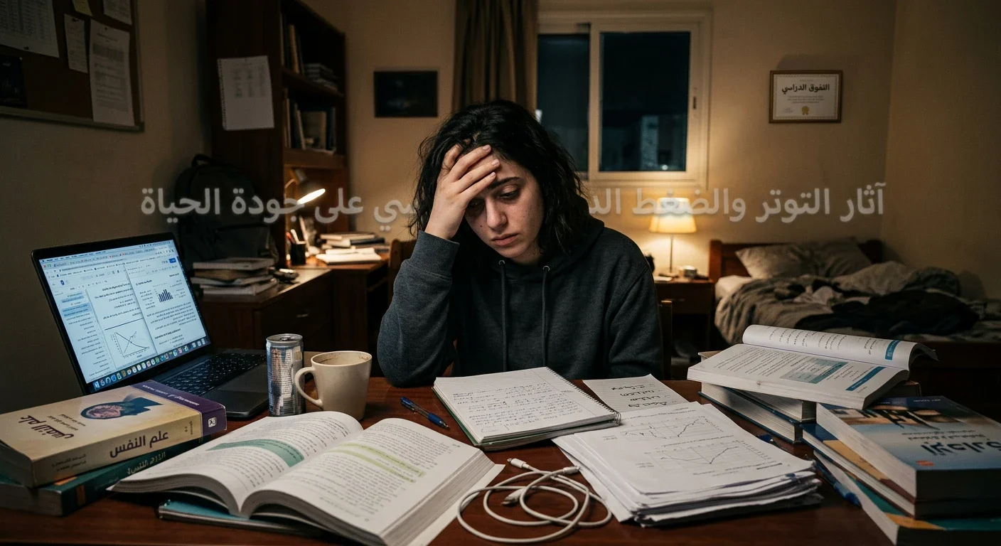 image about آثار التوتر والضغط الدراسي على جودة الحياة