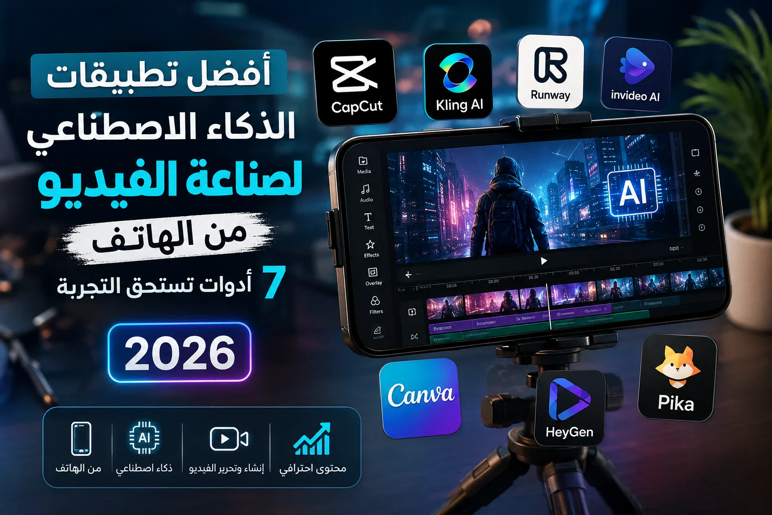 image about أفضل تطبيقات الذكاء الاصطناعي لصناعة الفيديو من الهاتف في 2026: 7 أدوات تستحق التجربة