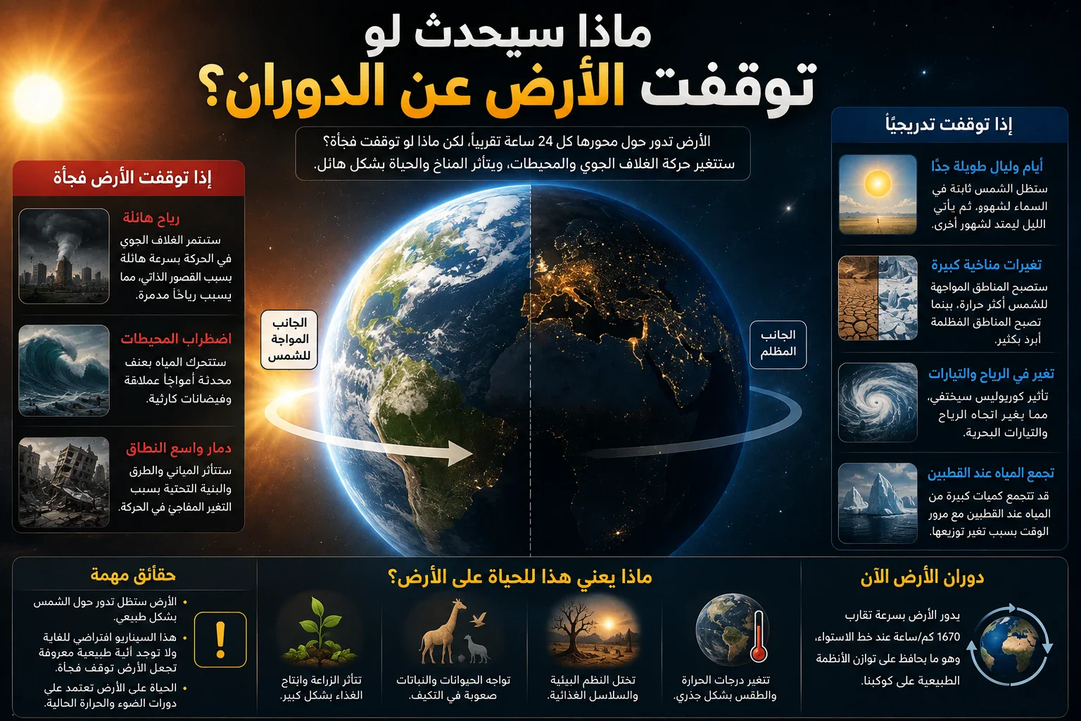 image about ماذا سيحدث لو توقفت الأرض عن الدوران؟