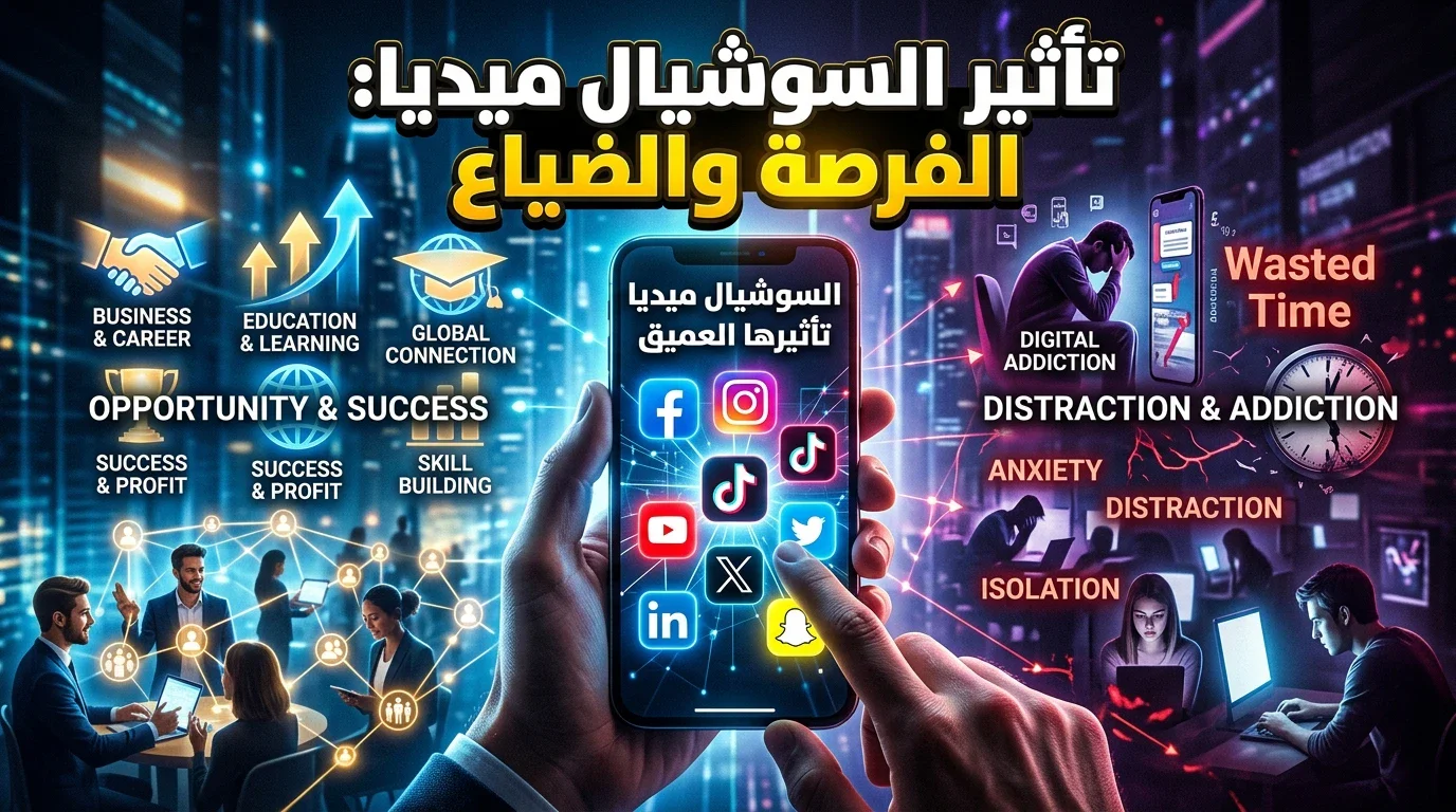 image about مواقع التواصل الاجتماعي: سلاح العصر بين صناعة الفرص وإهدار الوقت