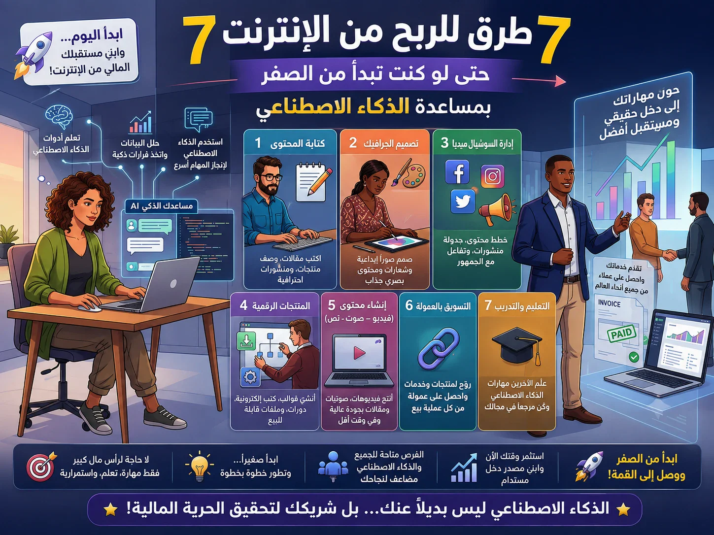 image about هل يمكن أن يصبح الذكاء الاصطناعي مصدر دخلك الجديد؟ 7 طرق واقعية للربح من الإنترنت حتى لو كنت تبدأ من الصفر