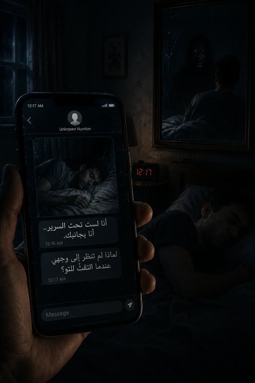 image about الرسالة التي لا تخصني.. وصلتني صورة وأنا نائم ثم بدأت الرسائل تصف كل حركة أفعلها! قصة رعب حقيقية 