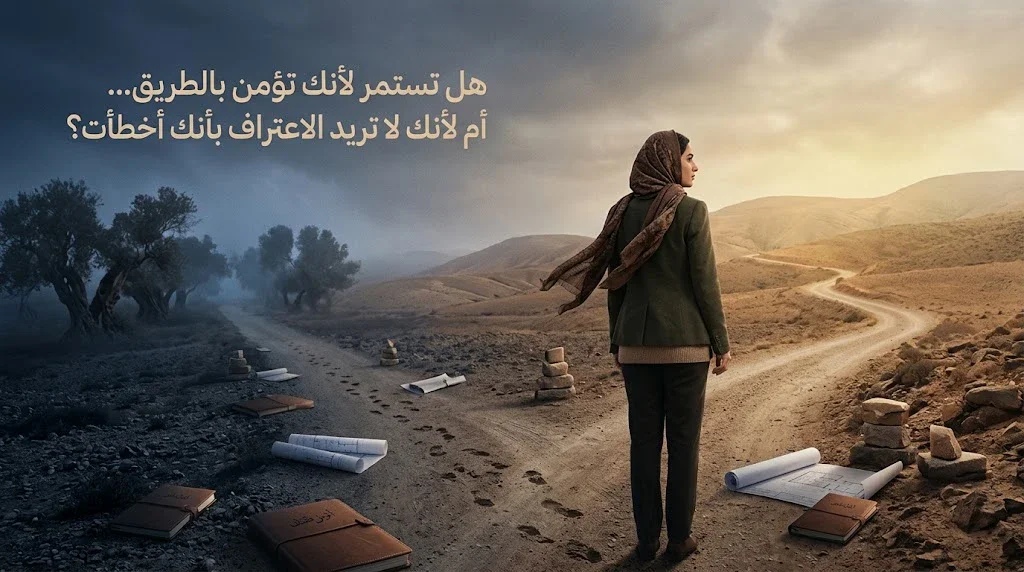 image about هل تستمر لأنك تؤمن بالطريق… أم لأنك لا تريد الاعتراف بأنك أخطأت؟