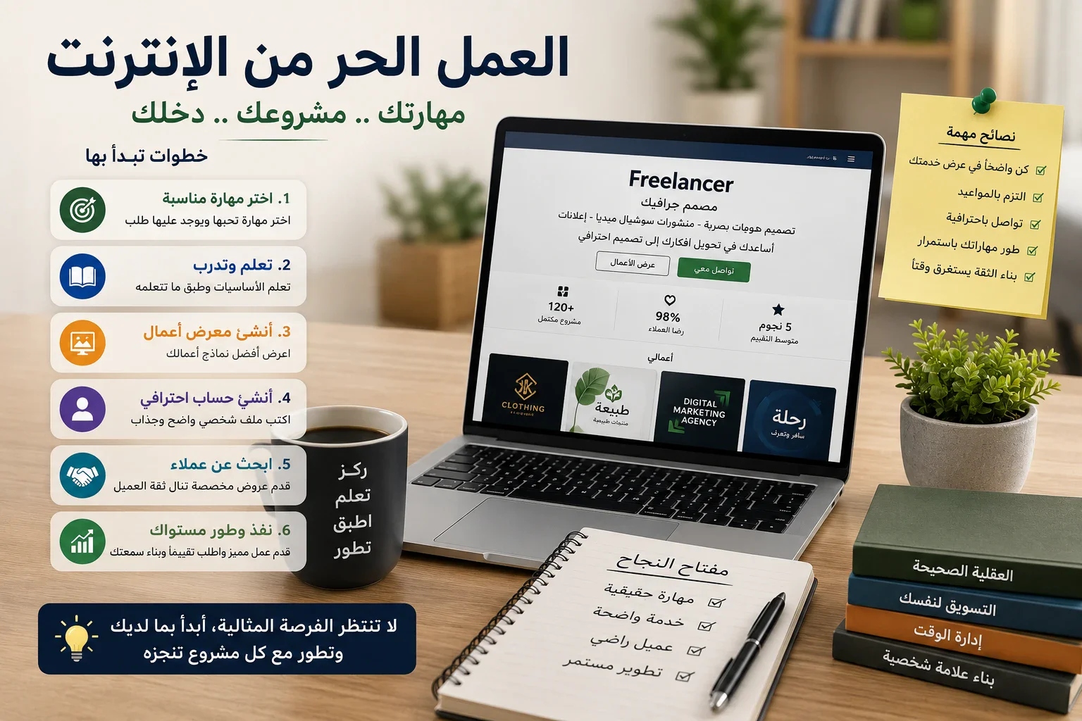 image about العمل الحر من الإنترنت 2026: دليلك الكامل لبدء الفريلانس والحصول على أول عميل