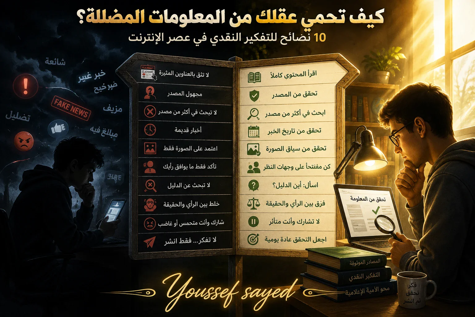 image about 🧠 كيف تحمي عقلك من المعلومات المضللة؟ 10 نصائح للتفكير النقدي في عصر الإنترنت