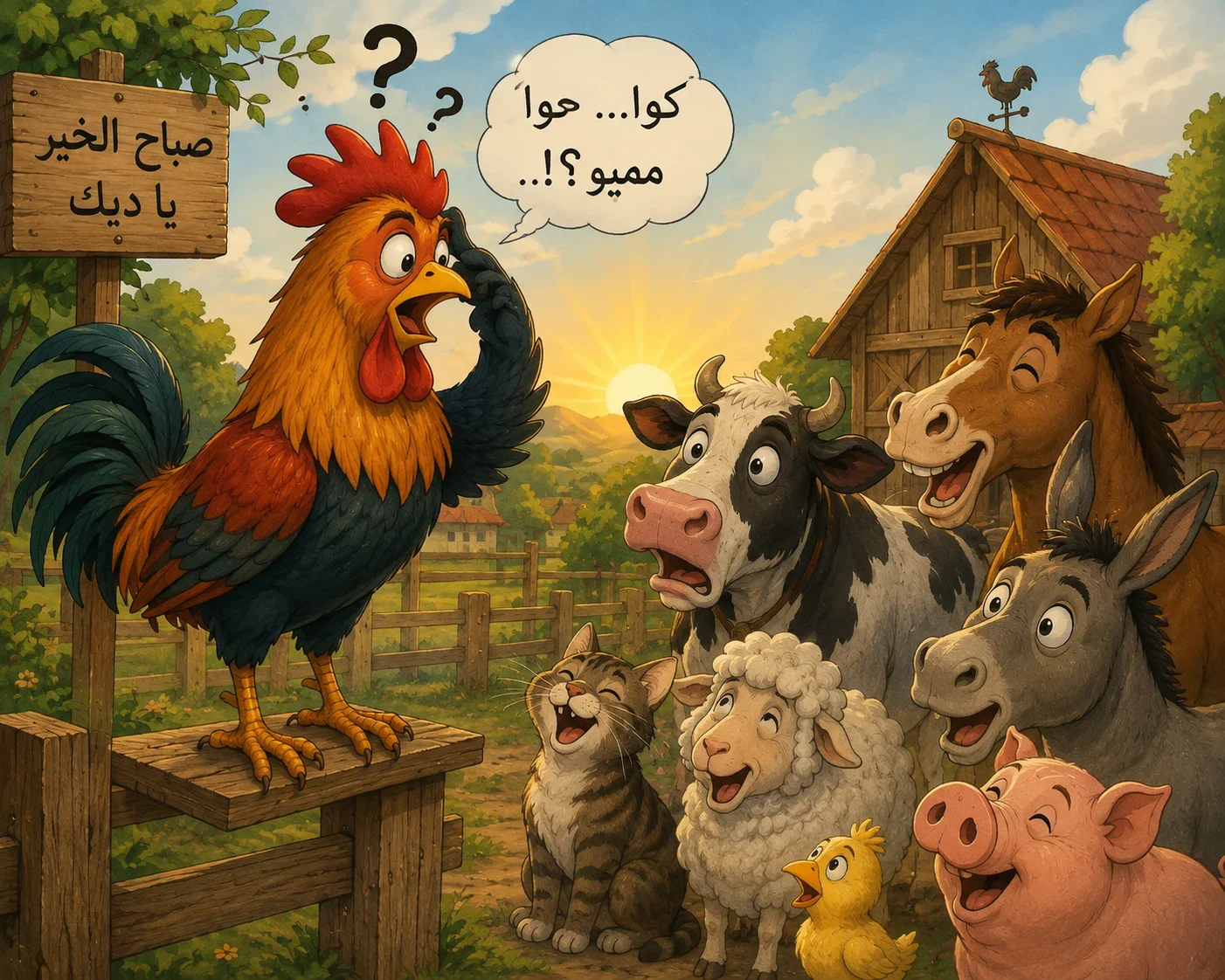 image about الديك الذي نسي كيف يصيح 🐔😂