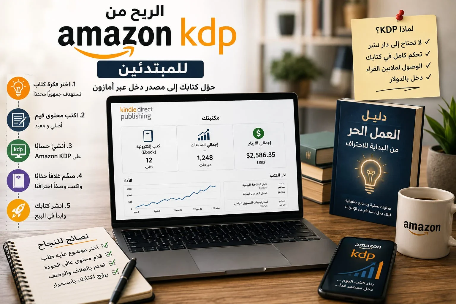 image about الربح من Amazon KDP للمبتدئين: دليلك لبدء بيع الكتب على أمازون