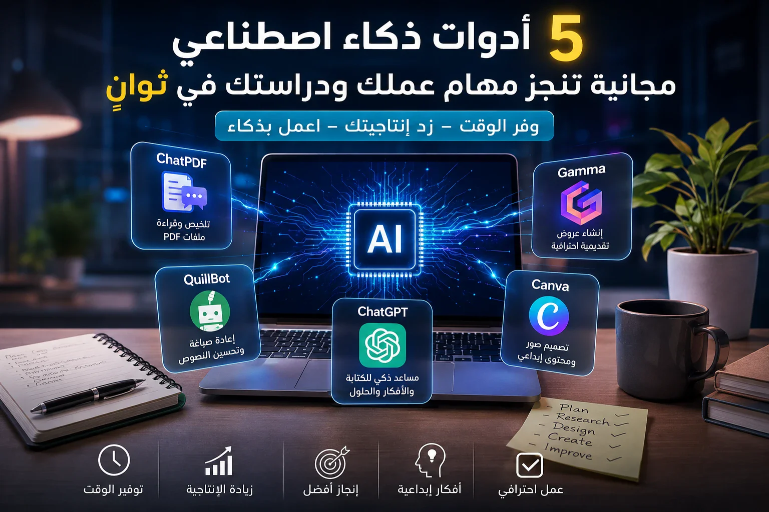 image about 5 أدوات ذكاء اصطناعي مجانية تساعدك على إنجاز مهام العمل والدراسة بسرعة