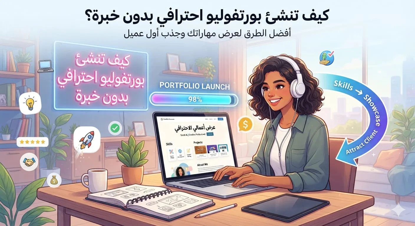 image about كيفية إنشاء Portfolio بدون خبرة: دليل عملي للمبتدئين لإظهار مهاراتك