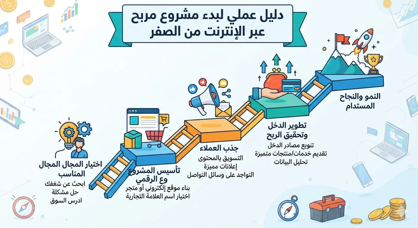 image about كيف تبدأ مشروعًا للربح من الإنترنت من الصفر؟ دليل عملي للمبتدئين