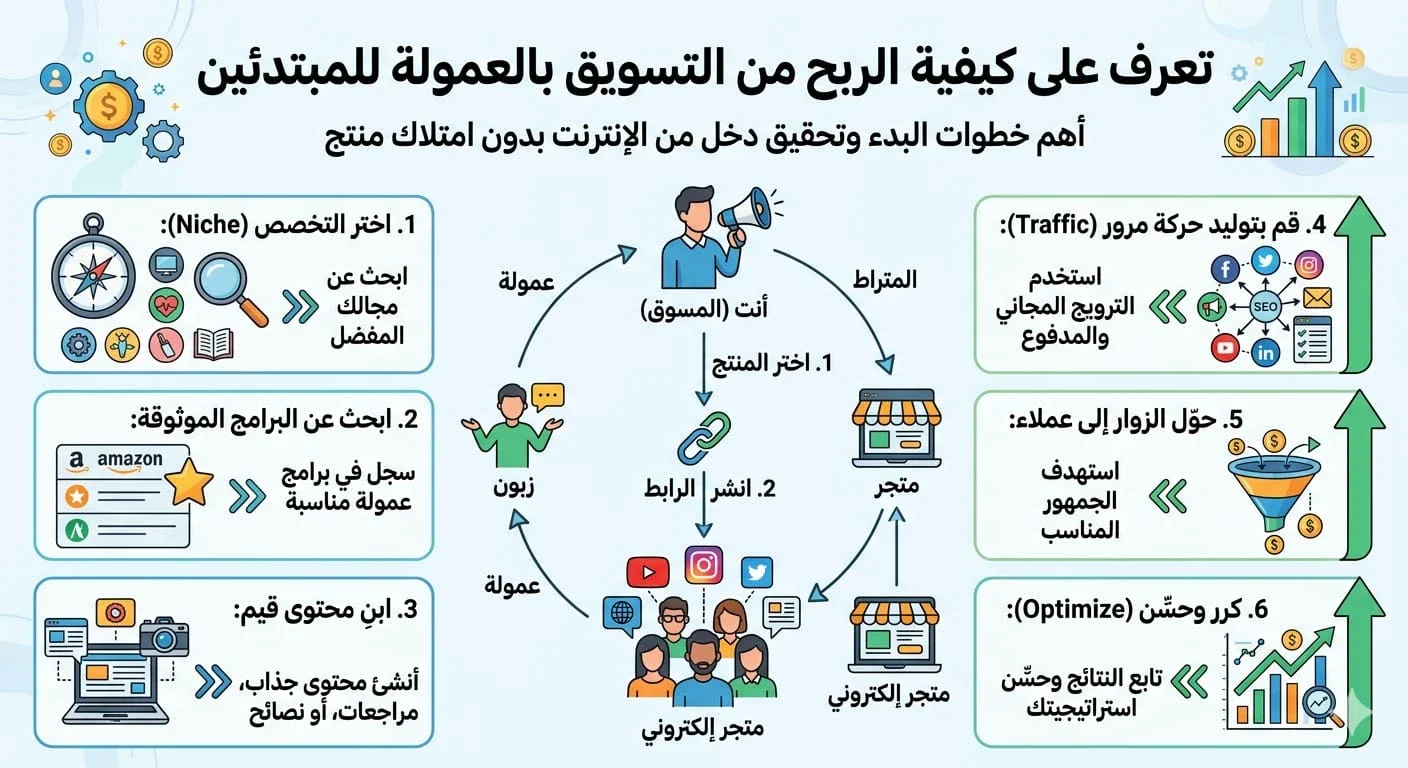 image about الربح من التسويق بالعمولة للمبتدئين: كيف تبدأ بدون امتلاك منتج؟