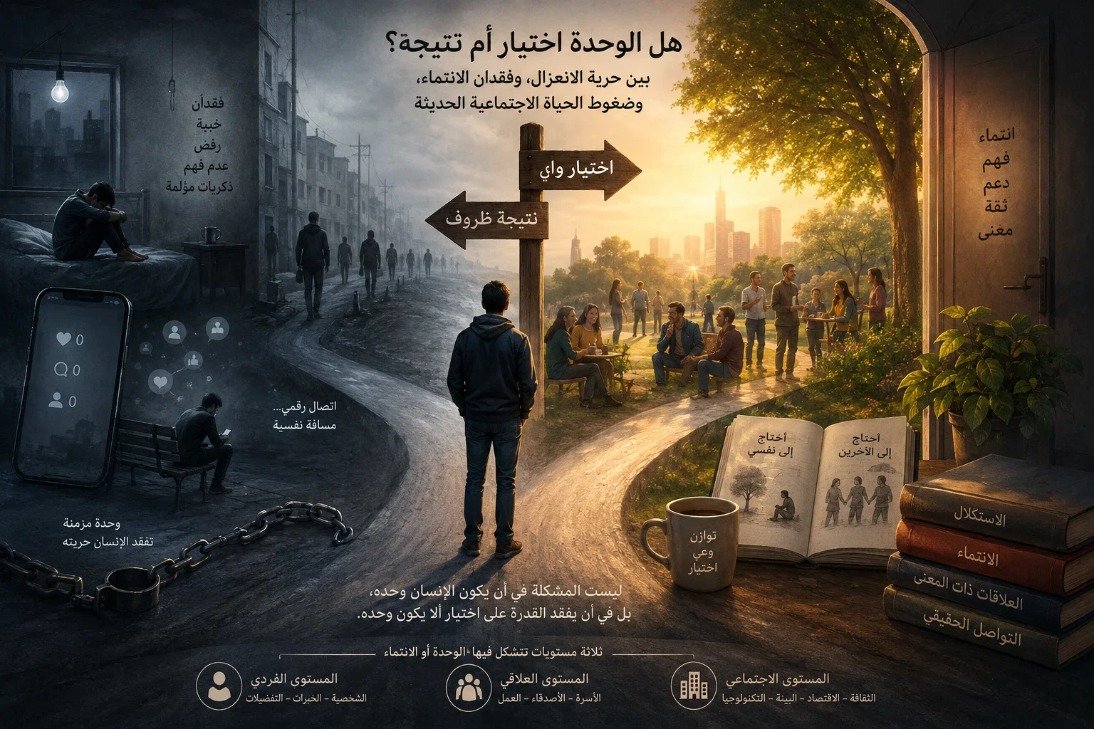 image about هل الوحدة اختيار أم نتيجة؟ بين حرية الانعزال، وفقدان الانتماء، وضغوط الحياة الاجتماعية الحديثة
