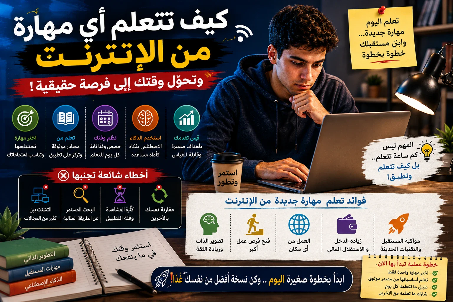 image about كيف تتعلم أي مهارة من الإنترنت؟ 7 خطوات تحول وقتك إلى فرصة حقيقية