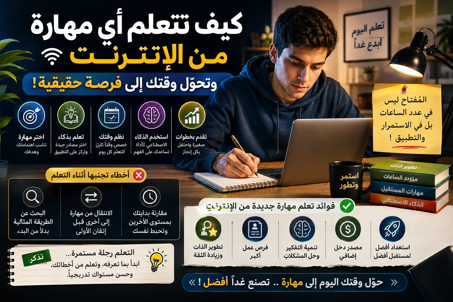 image about كيف تتعلم أي مهارة من الإنترنت؟ 7 خطوات تحول وقتك إلى فرصة حقيقية