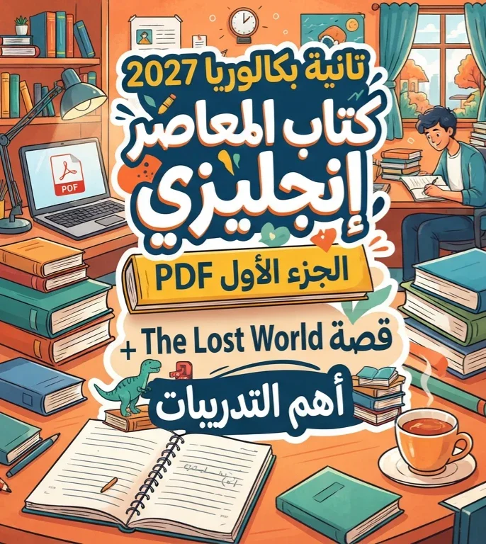 image about 📥 تحميل كتاب المعاصر إنجليزي الجزء الأول تانية بكالوريا 2027 PDF + قصة The Lost World وأهم التدريبات