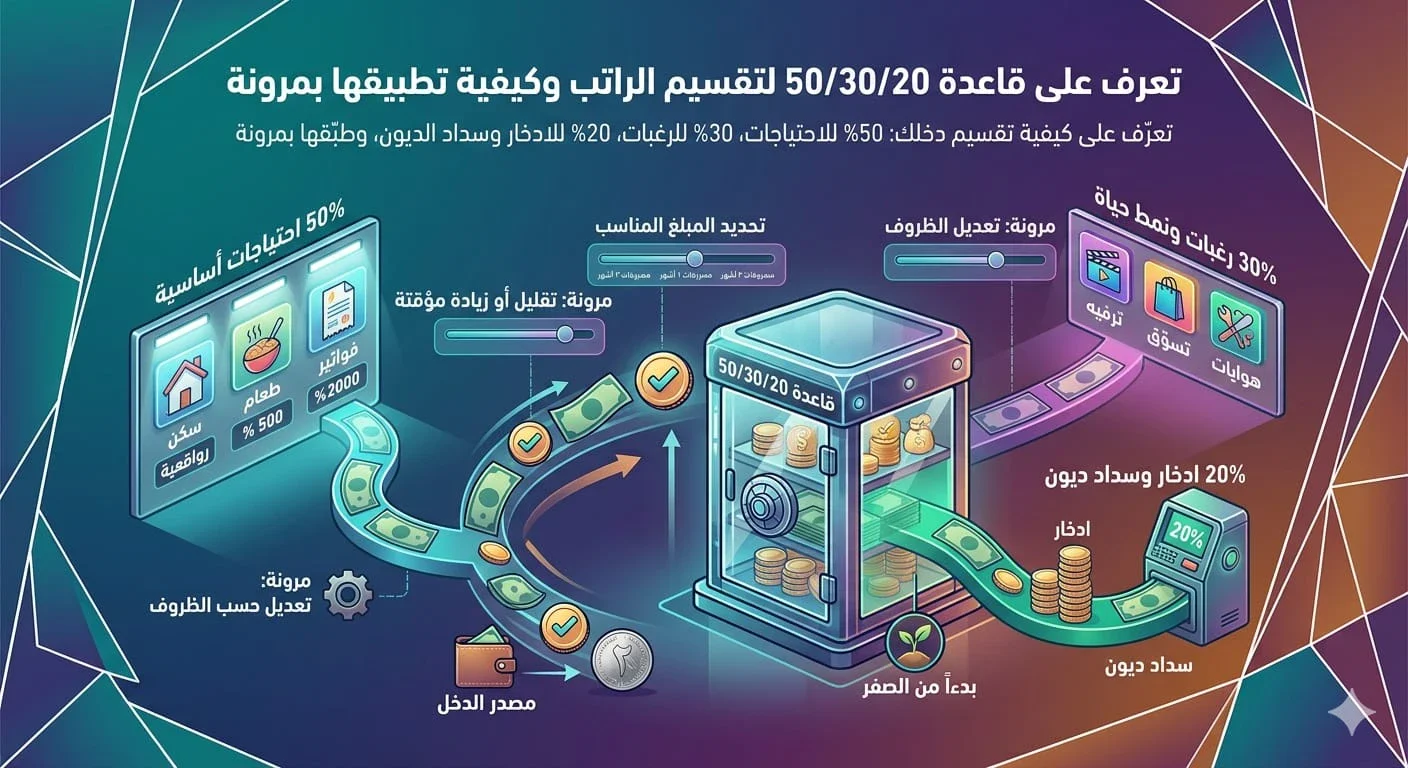 image about 50/30/20: كيف تستخدم قاعدة تقسيم الراتب بطريقة صحيحة؟