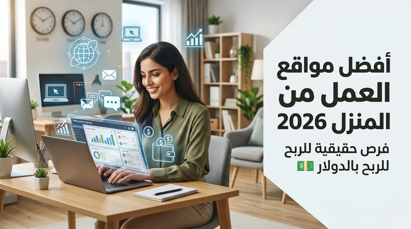image about أفضل 3 مواقع للعمل من المنزل 2026 والربح بالدولار.. ابدأ بدون خبرة كبيرة