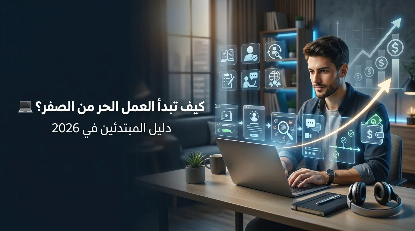 image about كيف تبدأ العمل الحر من الصفر في 2026؟ دليل عملي للمبتدئين للربح من الإنترنت