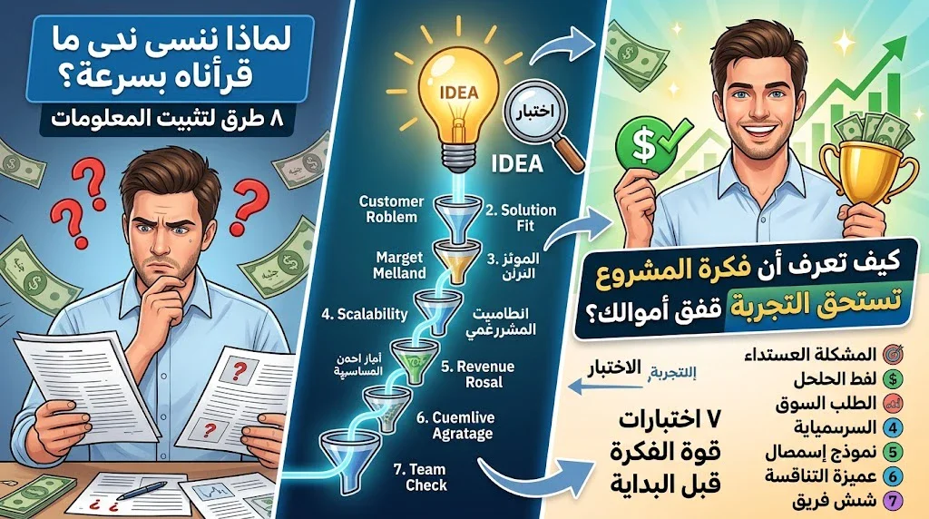 image about كيف تعرف أن فكرة المشروع تستحق التجربة قبل أن تنفق أموالك؟ دليل عملي لاختبار الفكرة واكتشاف فرص نجاحها
