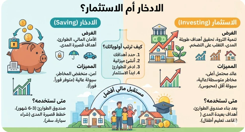 image about الادخار أم الاستثمار؟ أيهما أفضل لبناء مستقبلك المالي؟