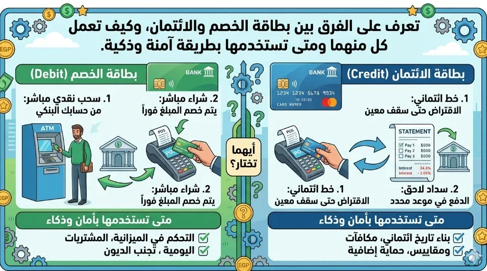 image about ما الفرق بين بطاقة الخصم والائتمان؟