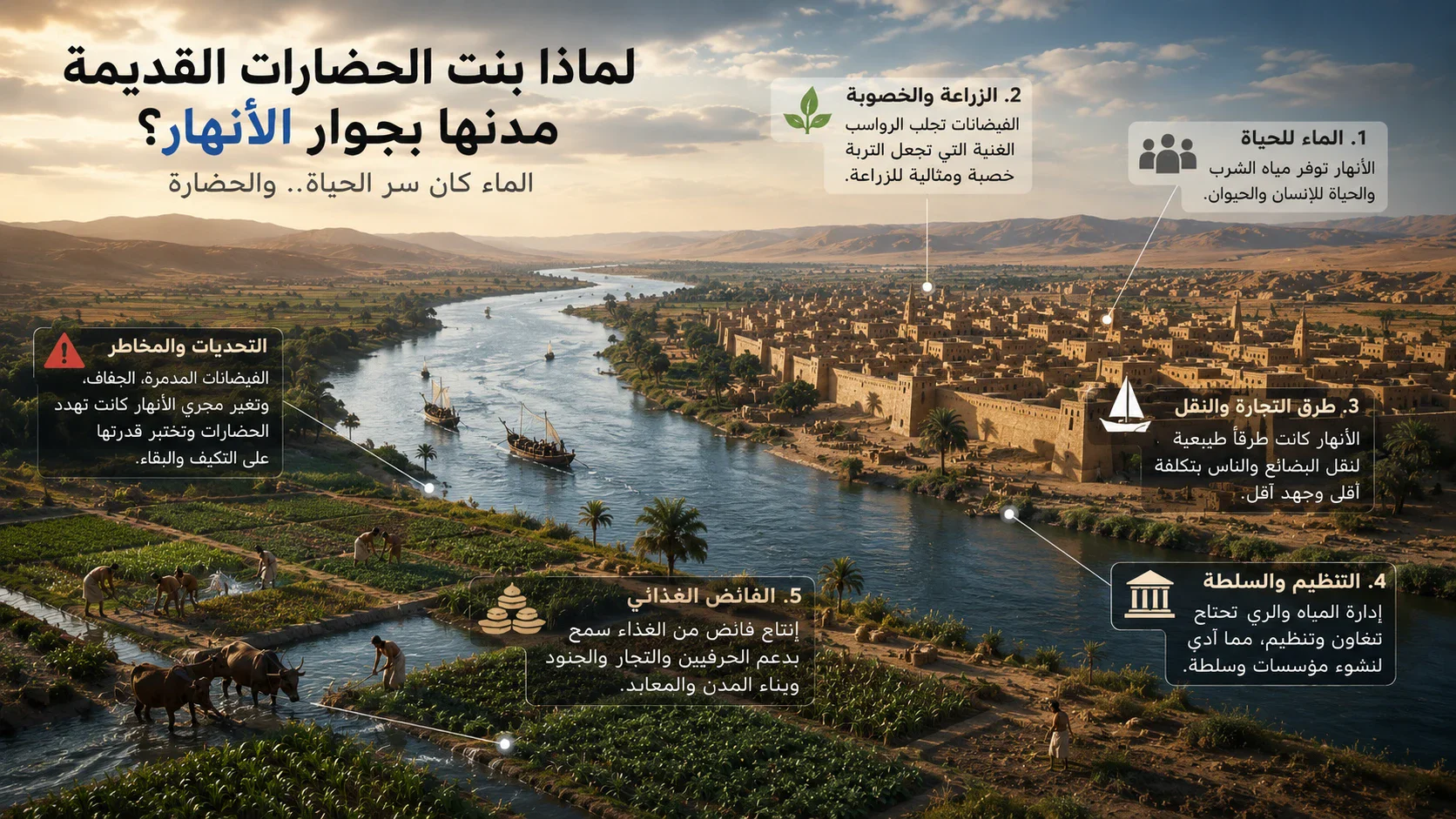 image about لماذا بنت الحضارات القديمة مدنها بجوار الأنهار؟