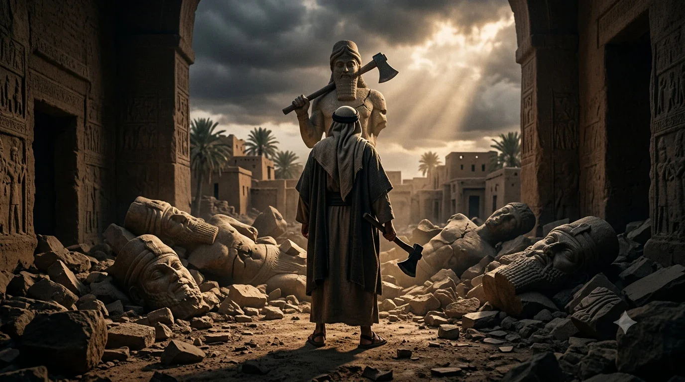 image about قصة سيدنا إبراهيم وتحطيم الأصنام عندما انتصر الإيمان على الباطل.