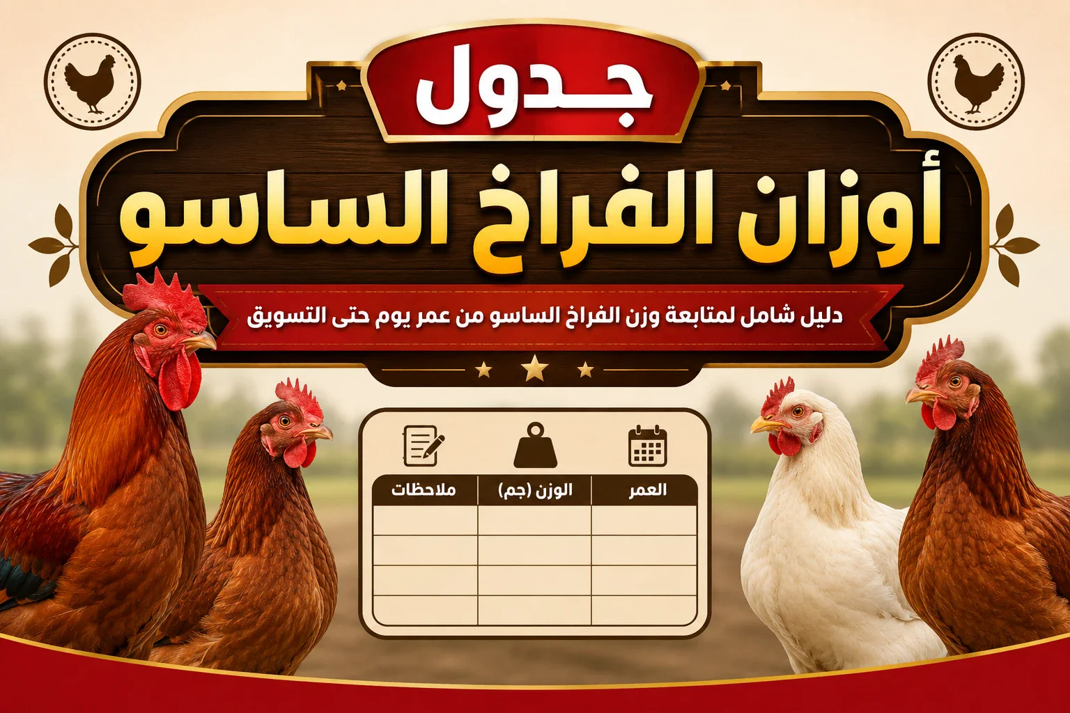 image about جدول أوزان الفراخ الساسو