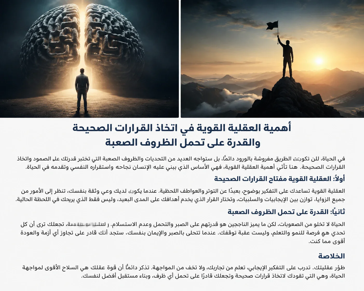 image about اهميه العقليه القويه في اتخاذ القرارات لبناء حياه افضل 