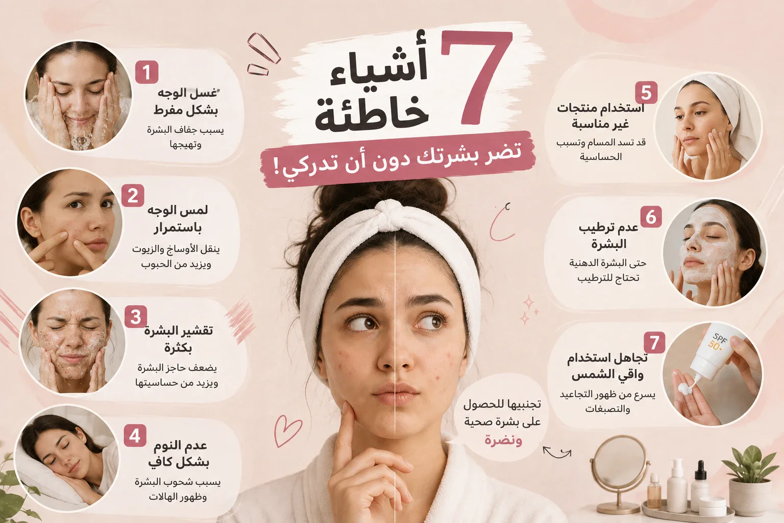 image about 7 اشباء خطأ تفعليها مع بشرتك