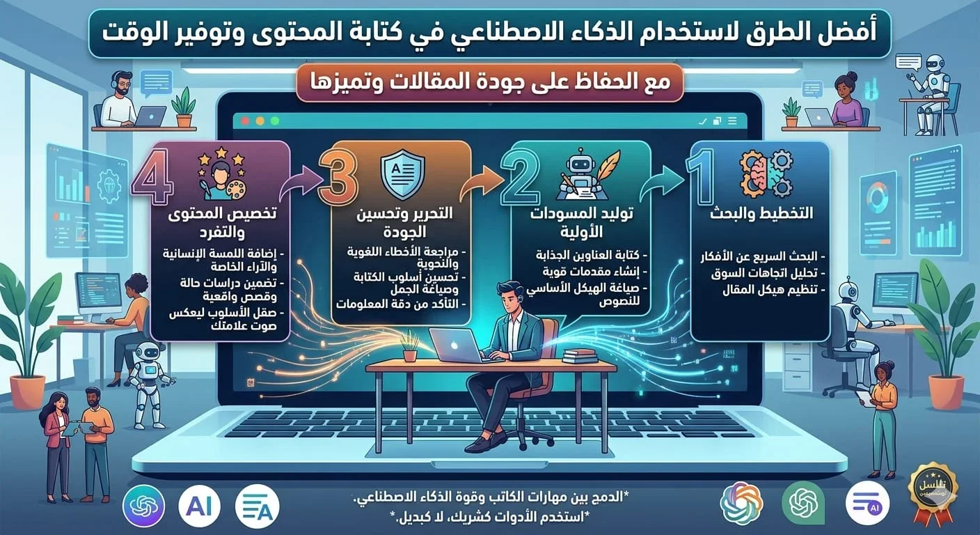 image about كيف تستخدم الذكاء الاصطناعي في كتابة المحتوى باحتراف؟