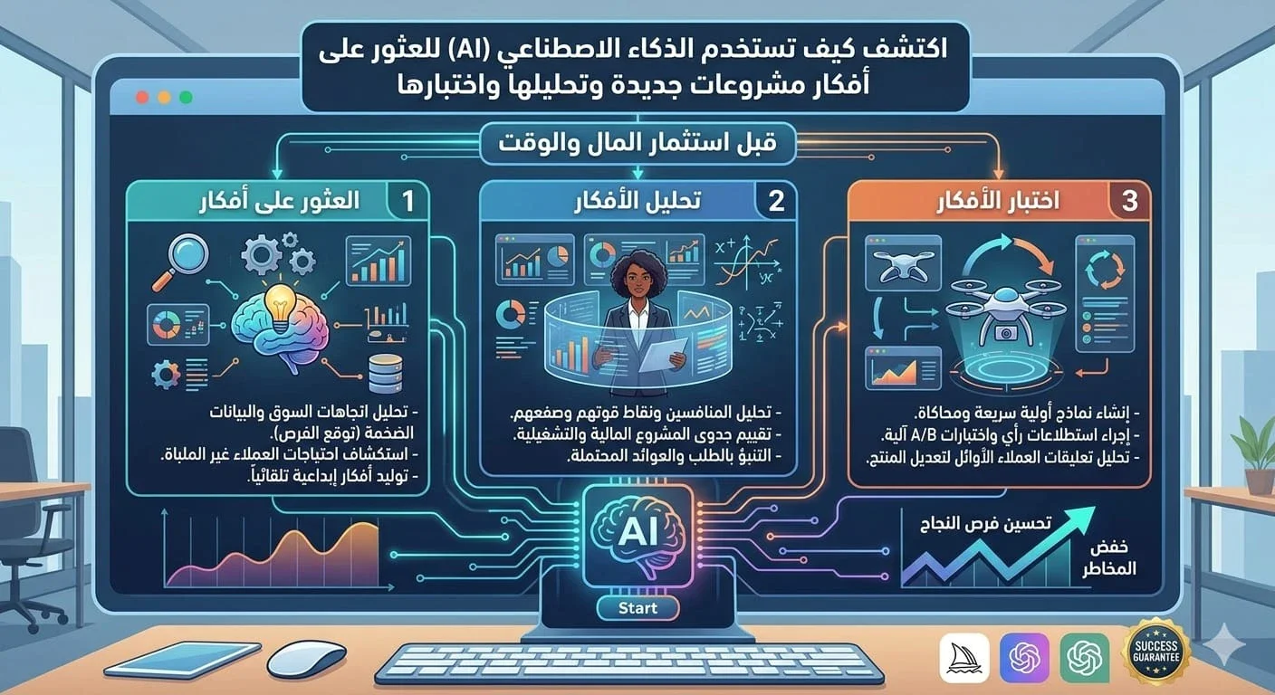 image about كيف تستخدم الذكاء الاصطناعي لاكتشاف أفكار لمشروعات مربحة؟