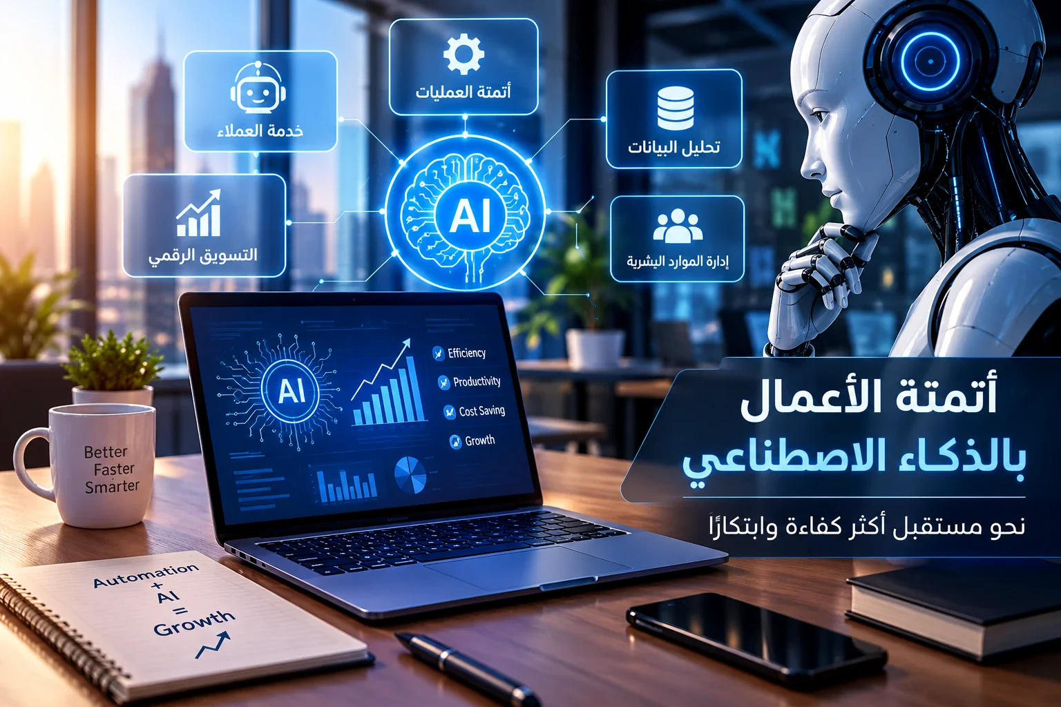 image about أتمتة الأعمال باستخدام الذكاء الاصطناعي. 