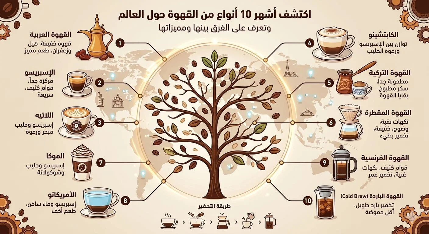 image about أنواع القهوة حول العالم: أشهر 10 أنواع وماذا يميز كل نوع؟