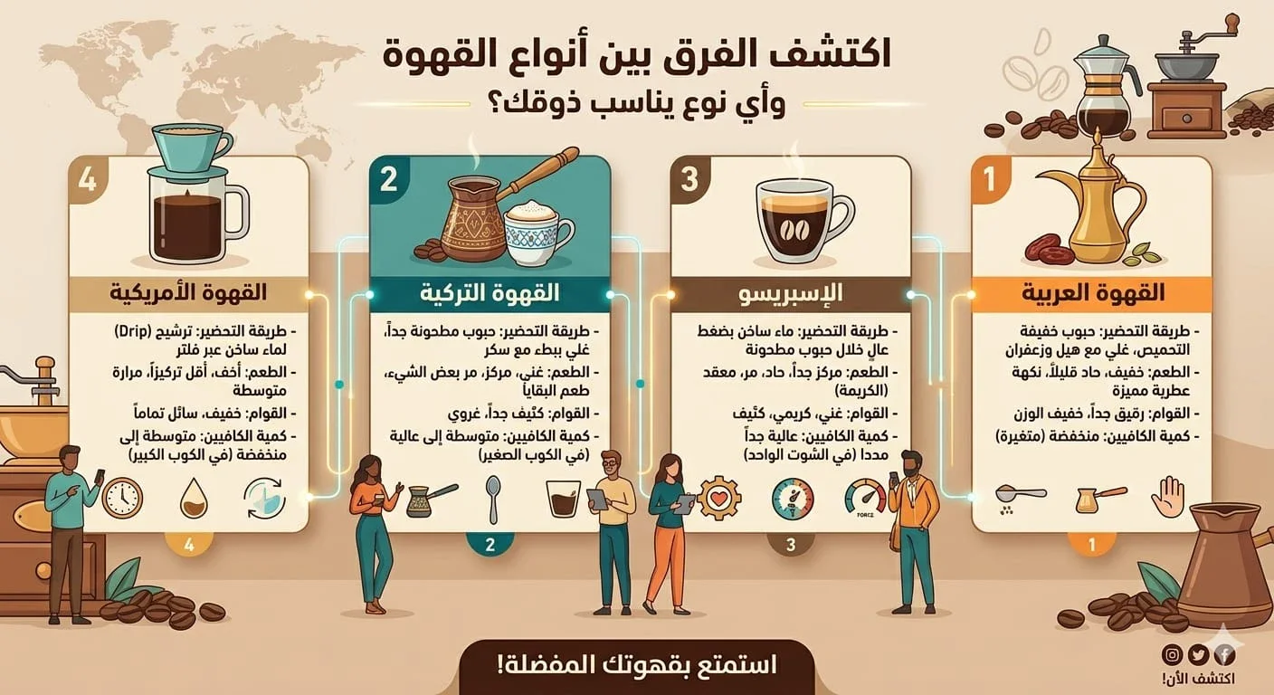 image about الفرق بين القهوة العربية والتركية والإسبريسو والقهوة الأمريكية
