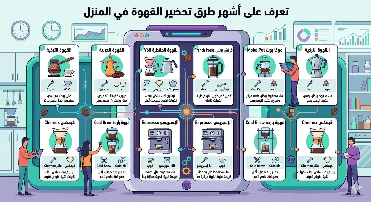 image about طرق تحضير القهوة في المنزل: من القهوة التركية إلى الـV60