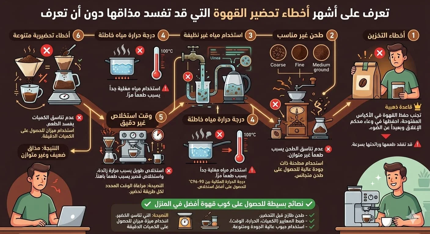 image about أشهر أخطاء تحضير القهوة التي تفسد طعمها دون أن تعرف
