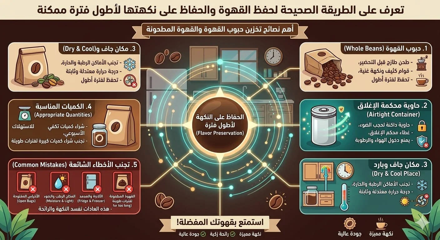 image about كيف تحفظ القهوة بطريقة صحيحة وتحافظ على نكهتها لأطول فترة؟