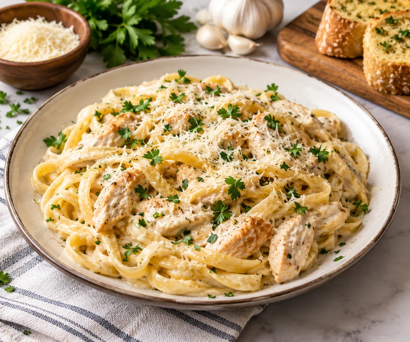 image about Creamy Chicken Alfredo Pasta