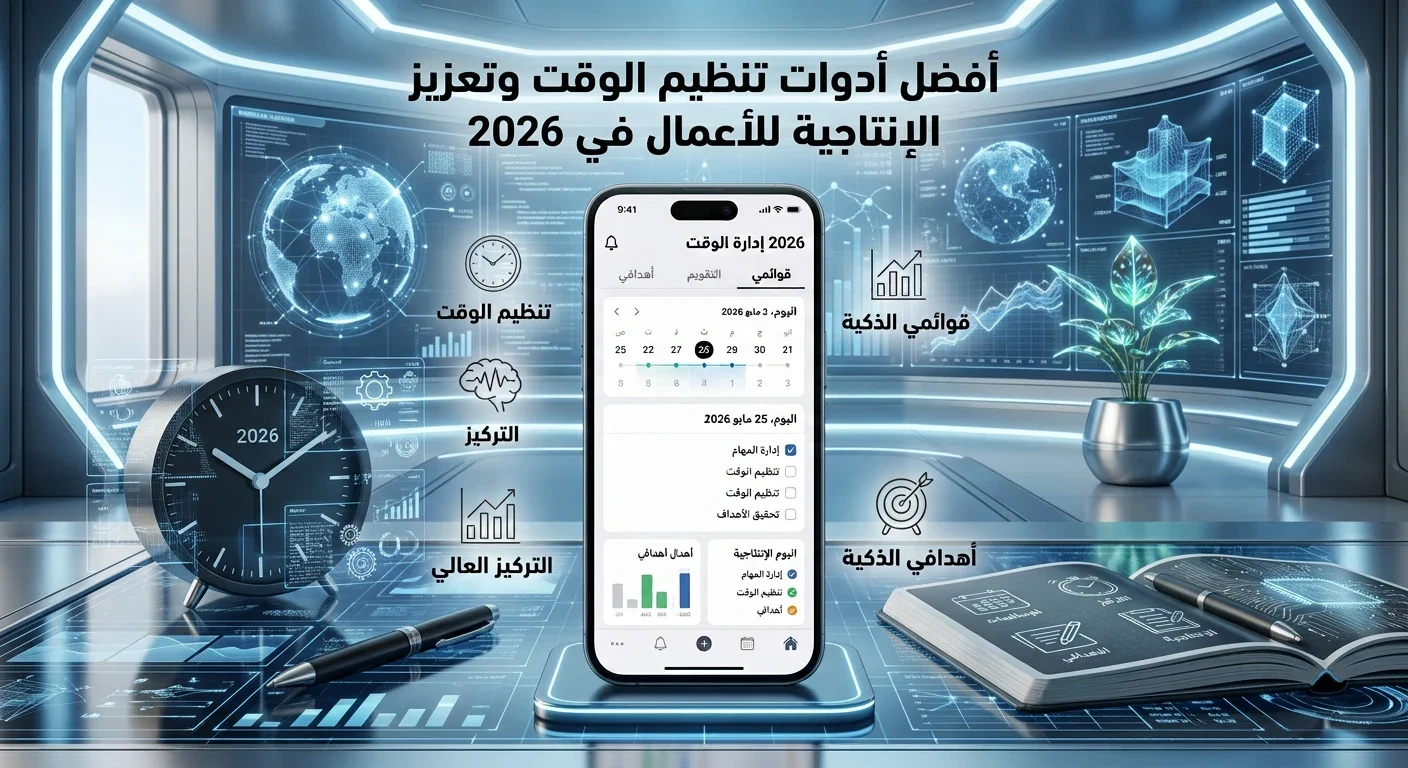 image about أفضل تطبيقات تنظيم الوقت وزيادة الإنتاجية للهواتف في 2026 لإنجاز مهامك بسهولة