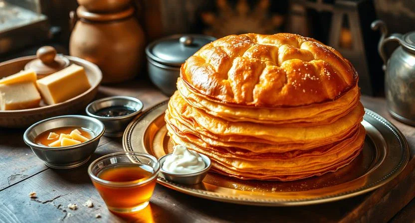 image about أسرار الفطير المشلتت الفلاحي: سر التورق الذهبي والطبقات القطنية الهشة